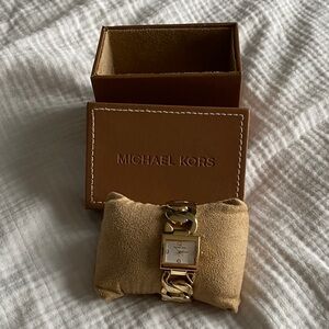 Michael Kors Gold Link Bracelet Watch with White Dial